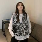 Zebra Pattern Vest / Long-sleeve Plain T-shirt