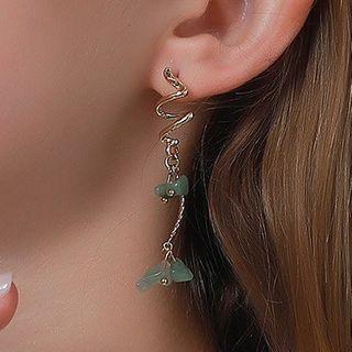 Gemstone Dangle Earring 1 Pair - S267 - 01 - Green - One Size