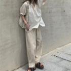 Plain Short-sleeve Shirt / Jogger Pants