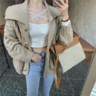 Cable Knit Cardigan / Long-sleeve Cropped Knit Top