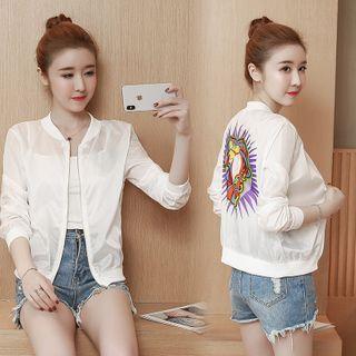 Unicorn Print Chiffon Zip Jacket