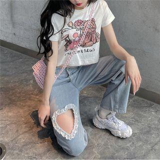 Heart Keyhole High Waist Jeans
