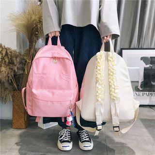 Ruffle Accent Nylon Backpack