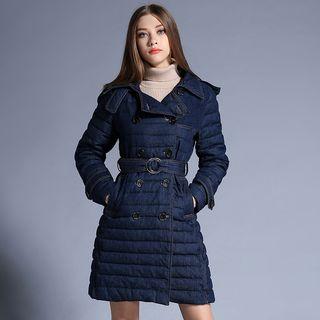 Double-breasted Denim Down Coat
