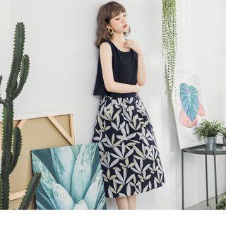 Sleeveless Floral Gather Waist Dress