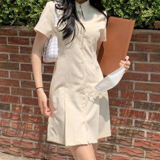 Short-sleeve Button-up Shirt Dress