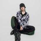 Long-sleeve Cow Print V-neck T-shirt