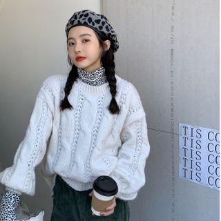 Perforated Sweater / Leopard Print Shirt