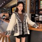 Plaid Panel Buttoned Coat As Shown In Figure - 160/84a