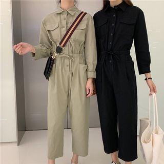 Plain Shirt Jumpsuit