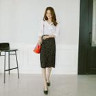 Accordion-pleat Polka-dot Midi Skirt