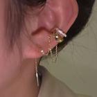 Rhinestone Chain Alloy Cuff Earring 1 Pc - Gold - One Size