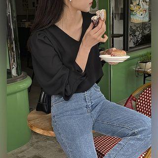 [lovb] Balloon-sleeve V-neck Blouse