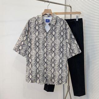 Short-sleeve Snake Pattern Shirt