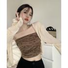 Lettering Tube Top / Open-front Cardigan