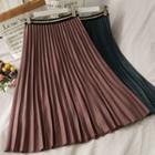 Elastic-waist Pleated A-line Skirt In 5 Colors