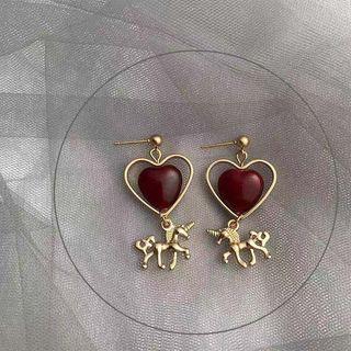 Alloy Unicorn & Heart Dangle Earring