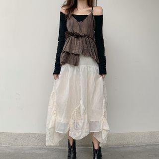 Spaghetti Strap Midi Dress / Long-sleeve Top / Set