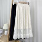 Fringed Lace Midi A-line Skirt