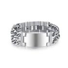 Fashion Classic Wide Version Smooth Geometric 316l Stainless Steel Long Bracelet Silver - One Size