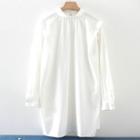 Long-sleeve Pleated Blouse White - M