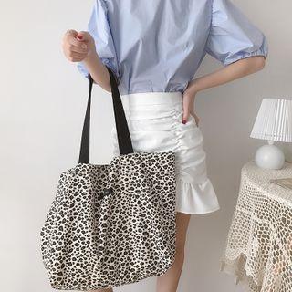 Leopard Print Tote Bag Leopard - Black & White - One Size