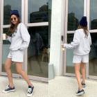 Drawstring Sweat Shorts Melange White - One Size