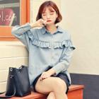 Frilled-detail Denim Shirt