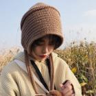 Knit Bonnet Hat With Pom Pom