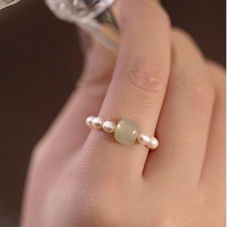 Faux Gemstone Faux Pearl Ring