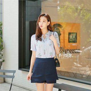 Floral Embroidered Stripe Top