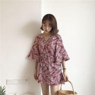 Bell-sleeve Wrapped Minidress