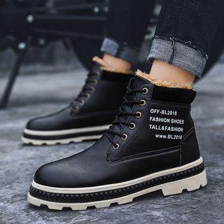 Lettering Lace-up Short Boots