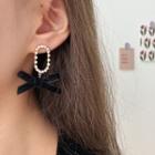 Ribbon Velvet Dangle Earring 1 Pair - S925 Silver Needle - Black - One Size