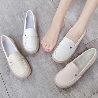 Heart Embroidered Loafers