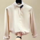 Frill Collar Hidden Placket Chiffon Blouse