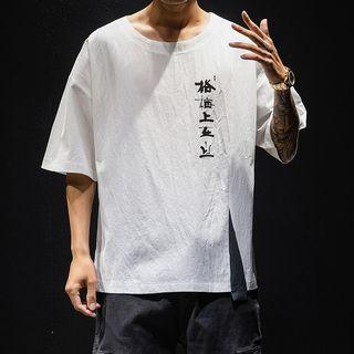Elbow-sleeve T-shirt / Short-sleeve Placket T-shirt