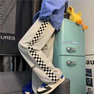 Check Panel Wide-leg Sweatpants