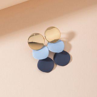 Disc Alloy Dangle Earring 1 Pair - Disc Earrings - Blue - One Size