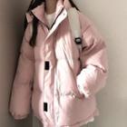 Padded Zip-up Hooded Jacket Pink - One Size