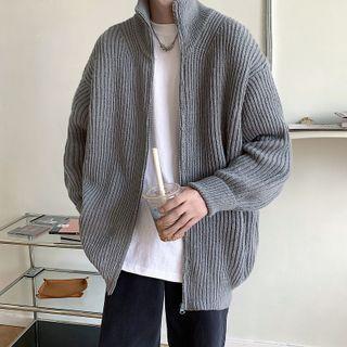 Stand-collar Zip Knit Jacket