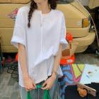 Short-sleeve Plain Irregular Loose-fit T-shirt