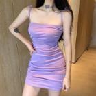 Spaghetti Strap Mini Sheath Dress Purple - One Size