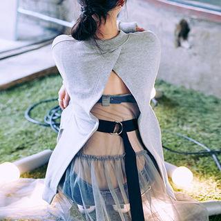 Belted Slit-back Cotton Sweatshirt