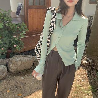 Long-sleeve Asymmetrical Single-breasted Top