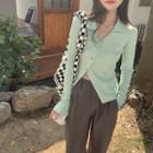 Long-sleeve Asymmetrical Single-breasted Top
