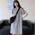 Short-sleeve Avocado Print A-line Polo Dress