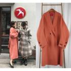 Tie-sash Wool Blend Long Coat In Pink Pink - One Size