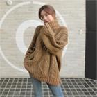 Turtle-neck Boxy-fit Cable-knit Sweater