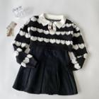 Heart Jacquard Open-collar Cropped Sweater / Mini A-line Skirt / Set